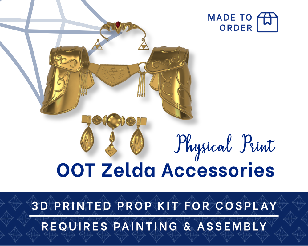 OOT Zelda Cosplay Accessories 3D Printed Kit- Zelda Ocarina of Time Cosplay Accessory illustrismodels