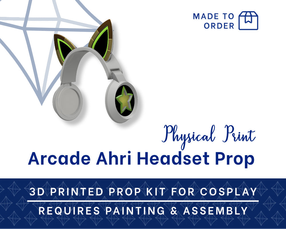 Arcade Ahri Headphones 3D Printed Kit - League of Legends Cosplay Accessory Illustris Models & 3D Printing