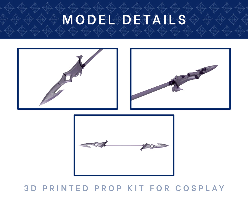 Childe Hydro Spear 3D Printed Kit - Genshin Impact Cosplay Prop Illustris Models & 3D Printing