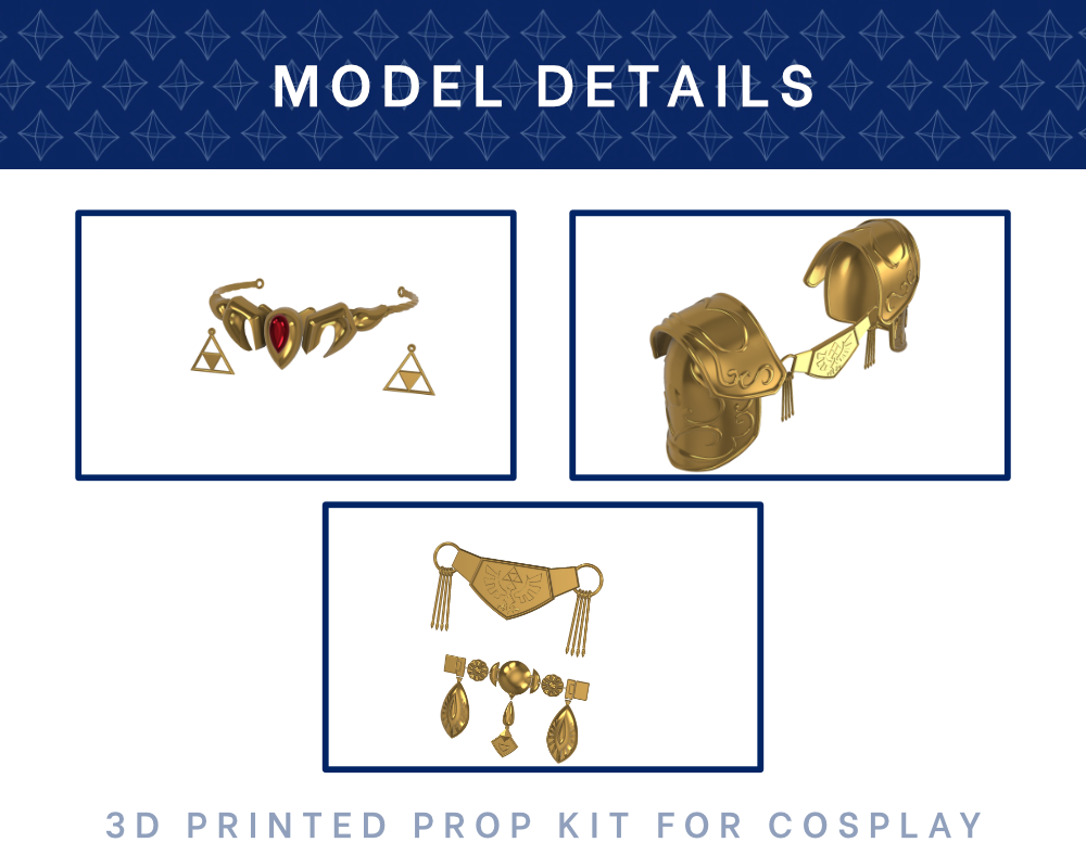 OOT Zelda Cosplay Accessories 3D Printed Kit- Zelda Ocarina of Time Cosplay Accessory illustrismodels
