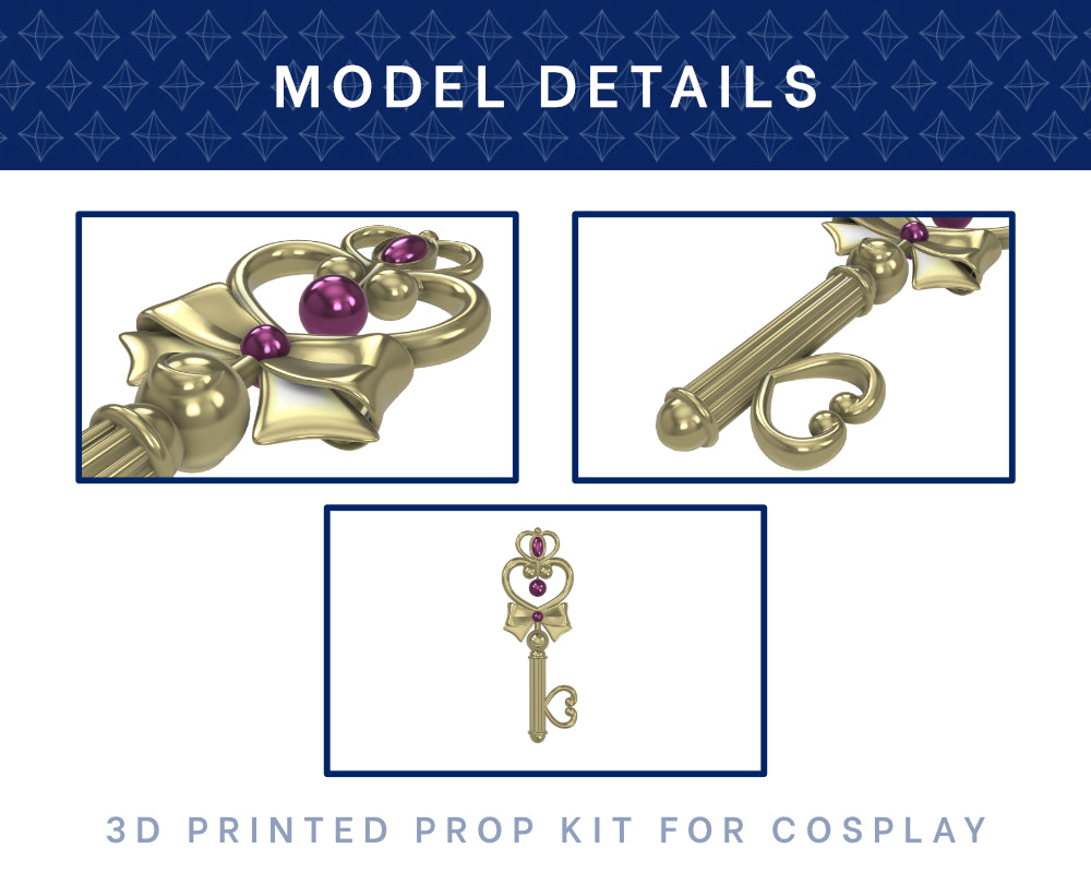 Chibi Moon Time Key 3D Printed Kit - Sailor Moon: Crystal Cosplay Accessory Illustris Models & 3D Printing