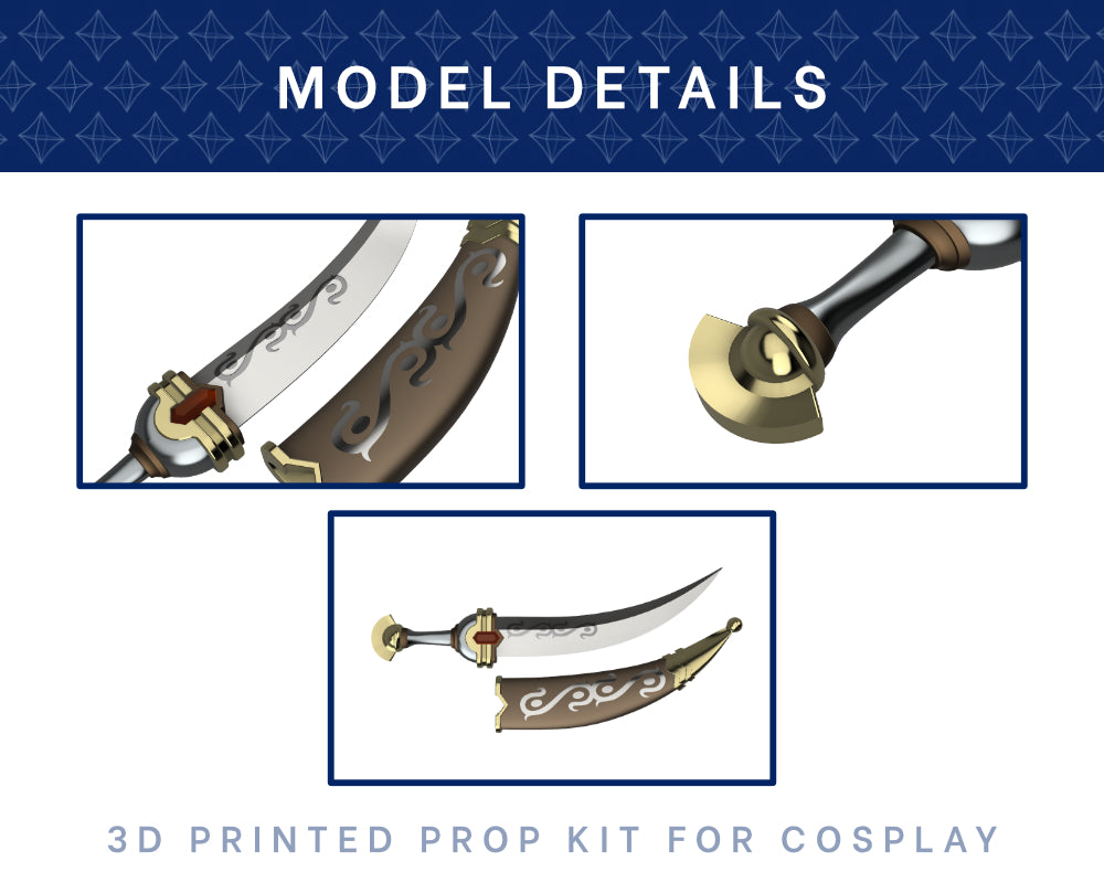 Gerudo Scimitar 3D Printed Kit - Zelda Breath of the Wild Cosplay Prop Illustris Models