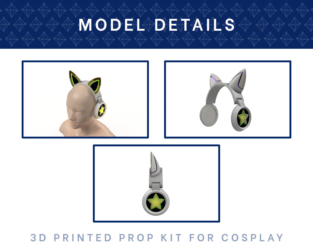 Arcade Ahri Headphones 3D Printed Kit - League of Legends Cosplay Accessory Illustris Models & 3D Printing