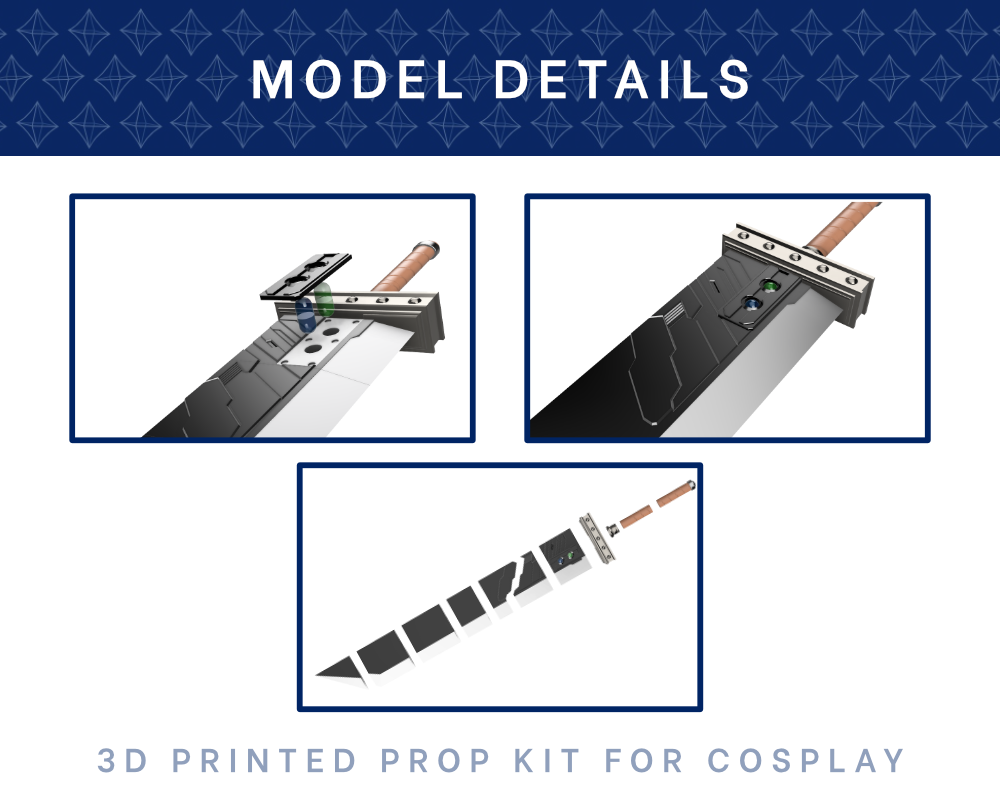 CLOUD Buster Sword 3D Printed KIT [Final Fantasy 7 Remake] Illustris Models & 3D Printing