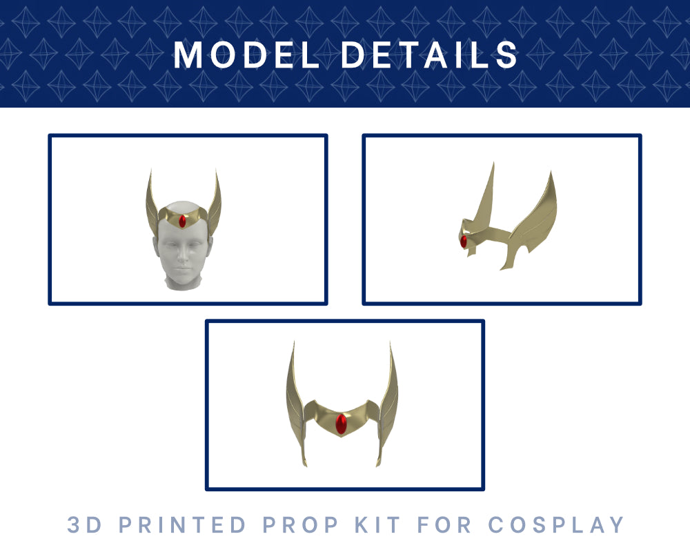 SheRa Tiara S5 3D Printed Kit - Princess of Power Cosplay Accessory Illustris Models