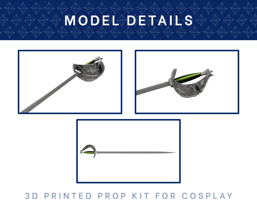 Rude's Rapier 3D Printed Kit - Critical Role Campaign 4  Cosplay Prop Illustris Models & 3D Printing