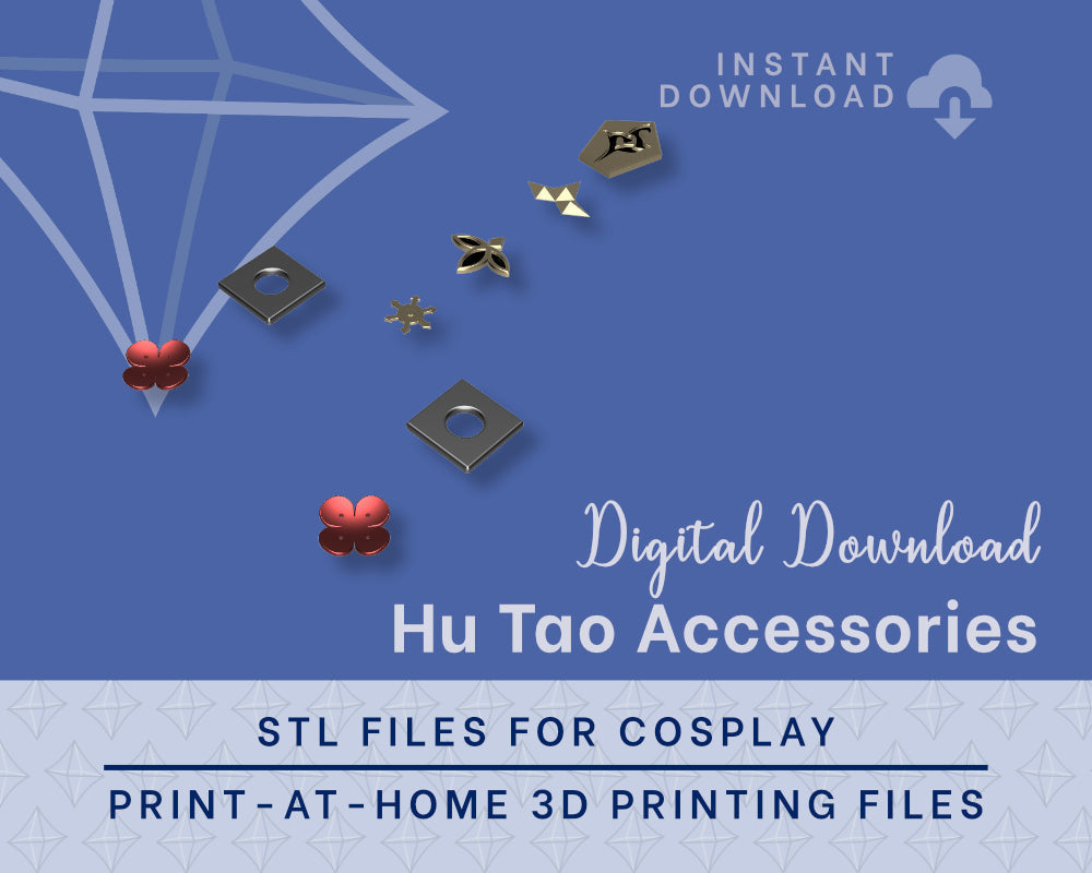Hu Tao Accessories STL Files - Genshin Impact Cosplay Accessory (Digital Download) Illustris Models