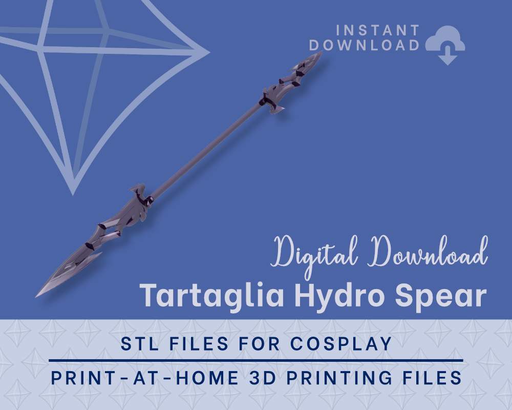 Childe Hydro Spear STL Files - Genshin Impact Cosplay Prop (Digital Download) Illustris Models & 3D Printing