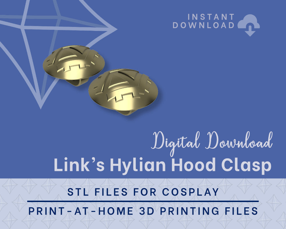 Link Hylian Hood Clasp STL Files - Legend of Zelda Breath of the Wild Cosplay Prop (Digital Download) Illustris Models