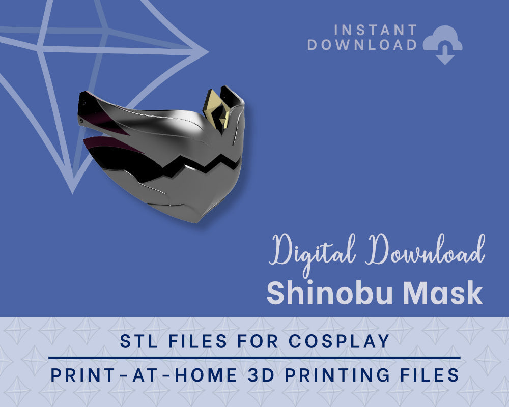 Shinobu Mask STL Files - Genshin Impact Cosplay Accessory (Digital Download) Illustris Models