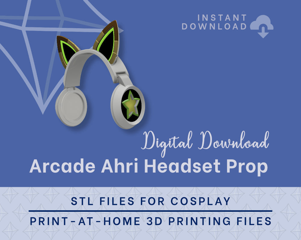 Arcade Ahri Headphones STL Files - League of Legends Cosplay Accessory (Digital Download) Illustris Models & 3D Printing