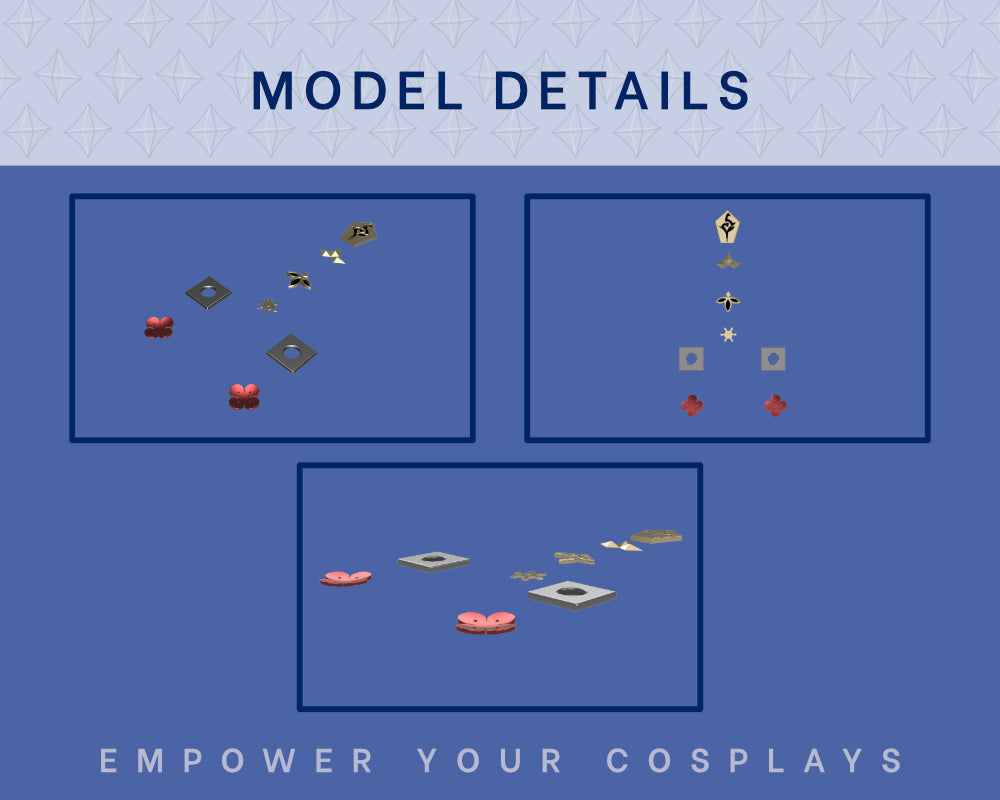 Hu Tao Accessories STL Files - Genshin Impact Cosplay Accessory (Digital Download) Illustris Models