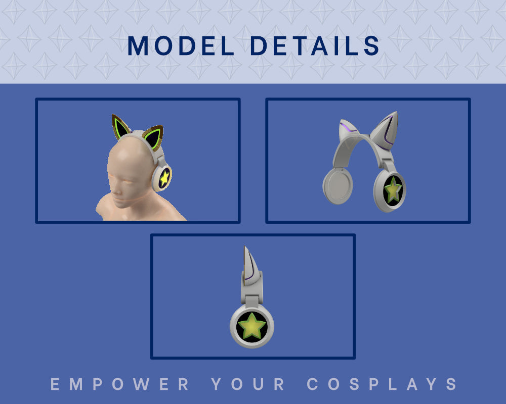 Arcade Ahri Headphones STL Files - League of Legends Cosplay Accessory (Digital Download) Illustris Models & 3D Printing