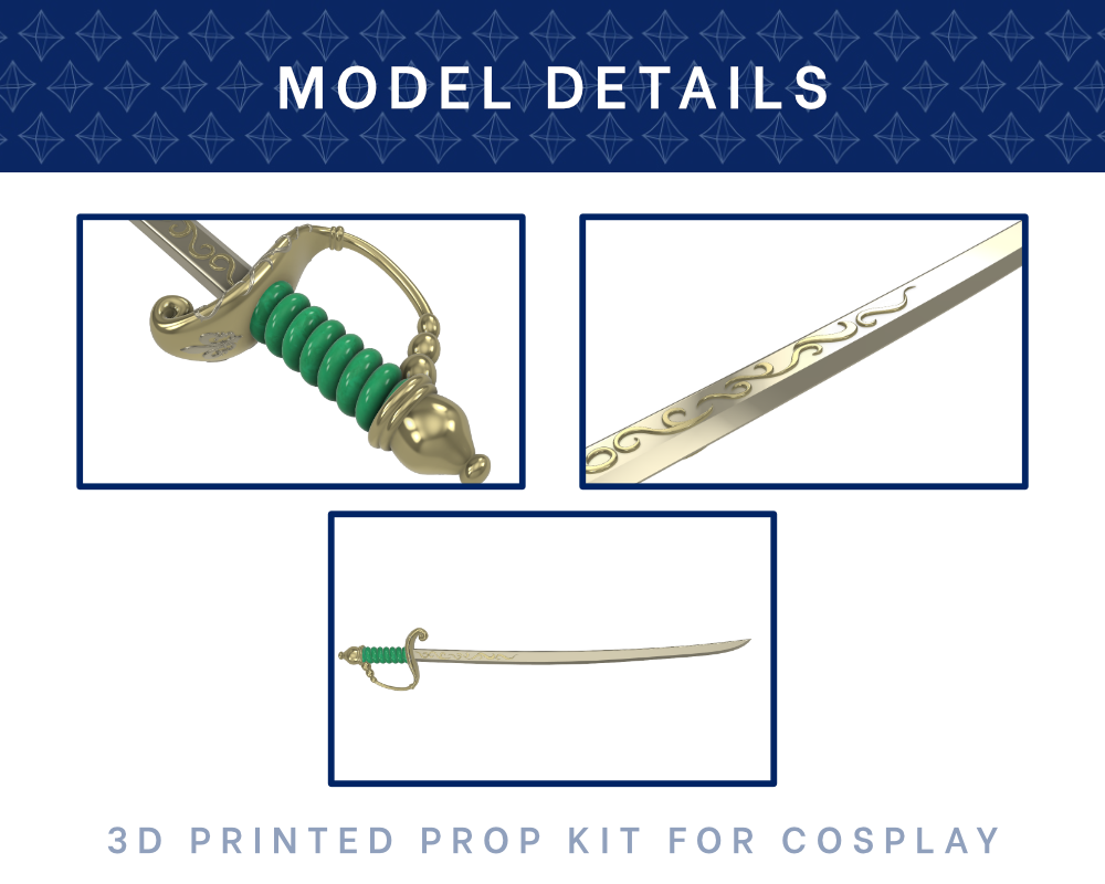 Lady Oliver Sword 3D Printed Kit - Rose of Versailles Cosplay Prop Illustris Models