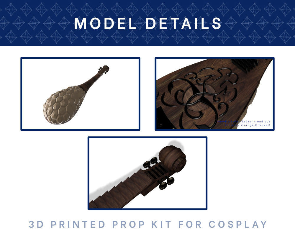 EDGIN Bard Lute 3D PRINTED KIT | Cosplay Prop | Model Kit | Full Size Illustris Models