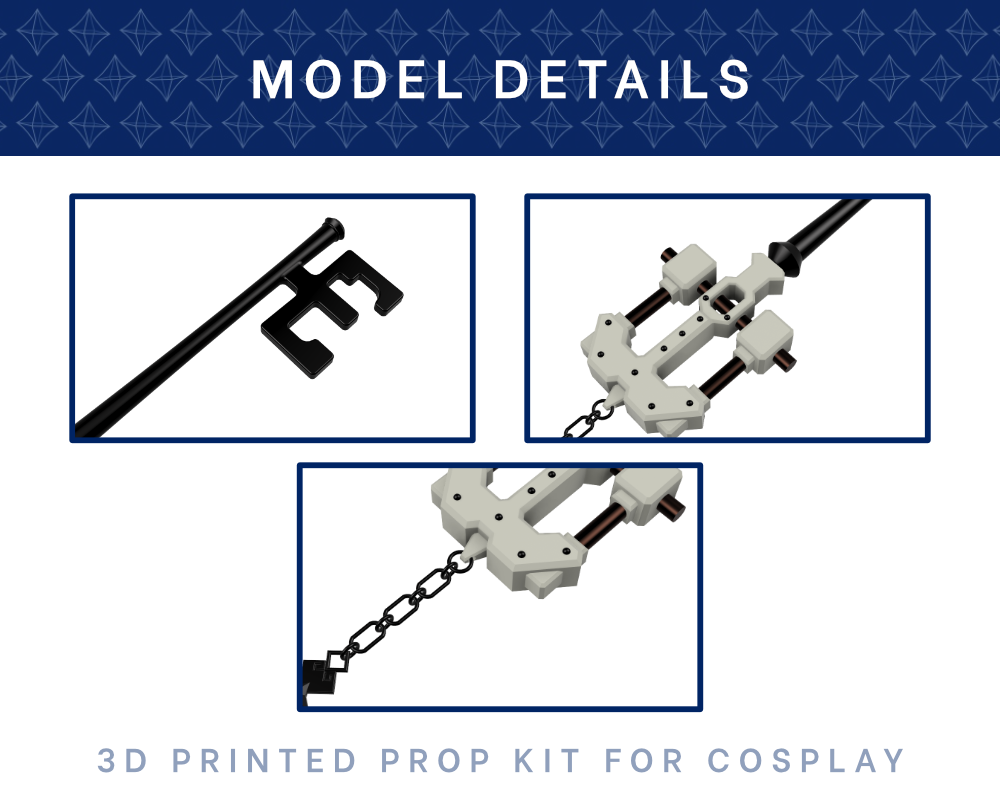 AQUA Defender Keyblade 3D PRINTED KIT [Kingdom Hearts] Illustris Models
