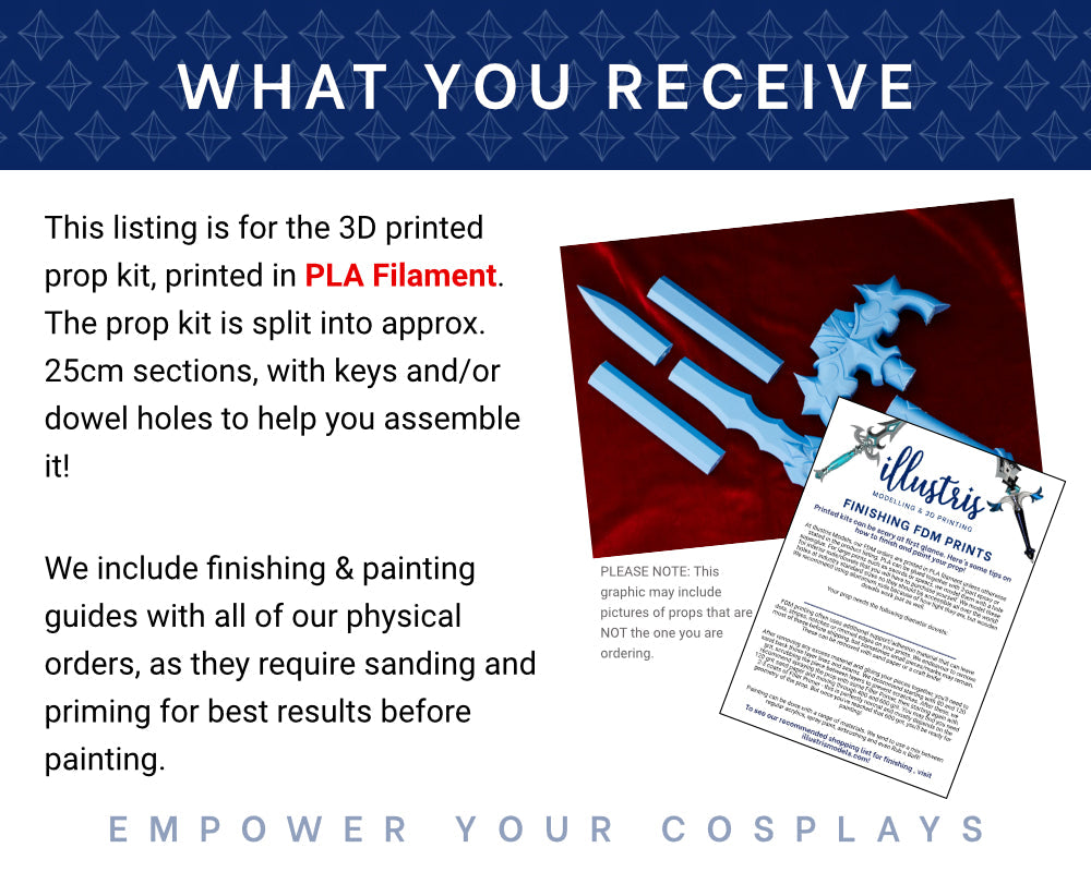 GUSTAVE Noahram Sword & Prop 3D PRINTED KIT [Expedition 33] | Cosplay Prop Kit Illustris Models