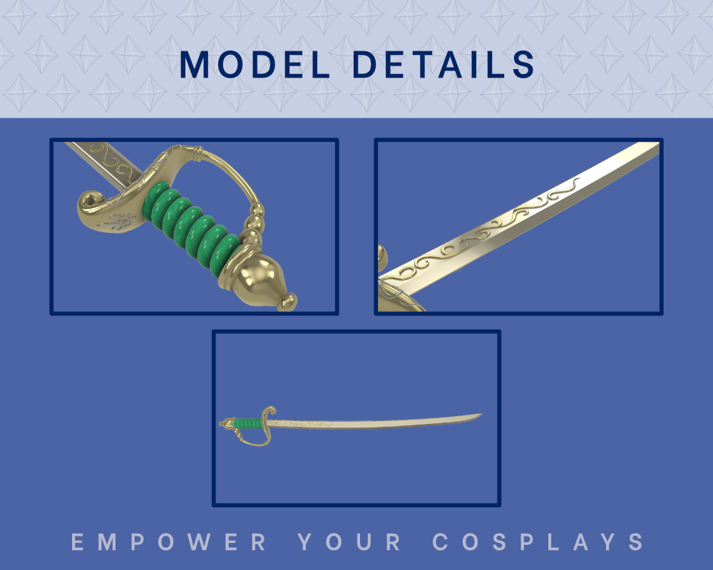 Lady Oliver Sword STL Files - Rose of Versailles Cosplay Prop (Digital Download) Illustris Models