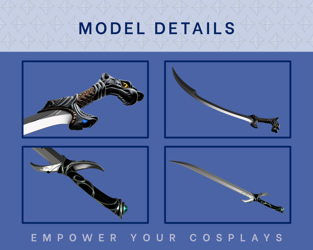 DRIZZT Do'URDEN Icingdeath & Twinkle STL FILES [Dungeons and Dragons] Cosplay Prop | 3D Print Files | Full Size | 25cm Split Illustris Models