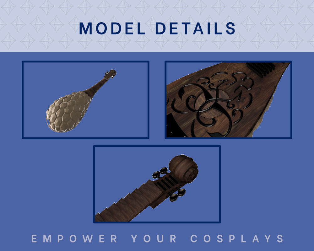 EDGIN Bard Lute STL FILES | 3D Print Files | Instant Download | Cosplay Prop | Full Size Illustris Models