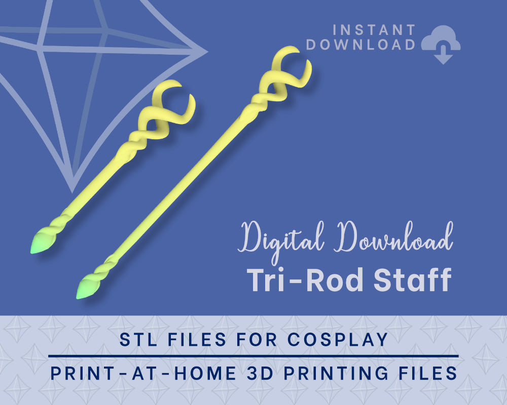 ZELDA Tri-Rod Staff STL FILES [The Legend of Zelda: Echoes of Wisdom] Cosplay Prop | Instant Download 3D Print Files Illustris Models & 3D Printing