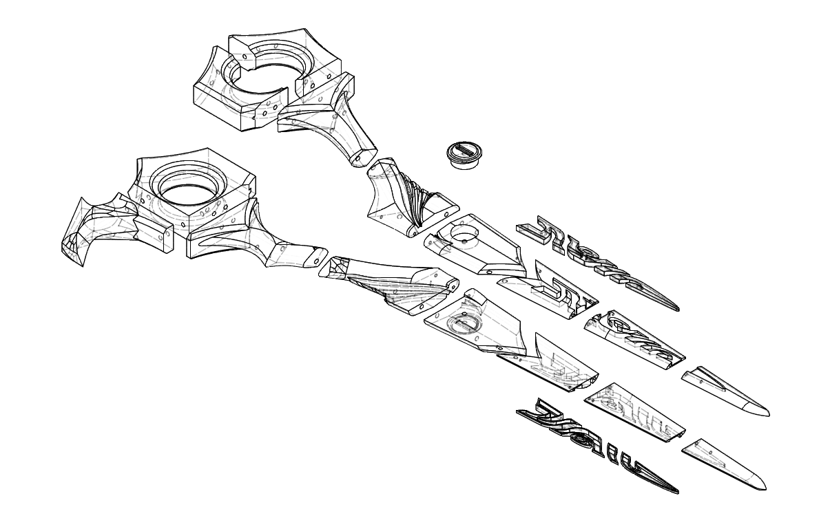 Scissors Exploded View Riyo Reaper Scissors 3D Printed Kit - Gachiakuta Cosplay Prop ...